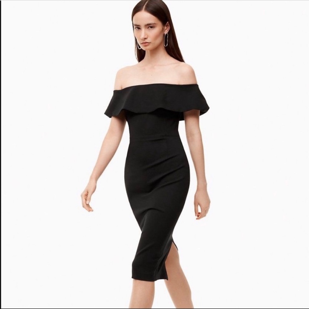 Babaton Black Off Shoulder Midi Dress - Aritzia